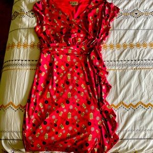 Lindy Bop vintage jukebox faux wrap dress